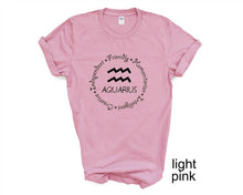 Load image into Gallery viewer, Aquarius Zodiac Sign tshirt. Zodiac signs shirt. Horoscope t shirt.