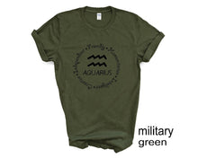 Load image into Gallery viewer, Aquarius Zodiac Sign tshirt. Zodiac signs shirt. Horoscope t shirt.