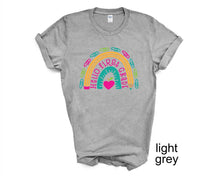 Load image into Gallery viewer, Back to School tshirt. First grade teacher tshirt. Hello First grade. Teachers tshirt.