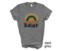 Load image into Gallery viewer, Thankful Teacher tshirt, Teacher's fall t shirt, Autumn shirt,