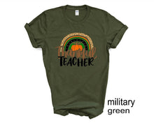 Load image into Gallery viewer, Thankful Teacher tshirt, Teacher's fall t shirt, Autumn shirt,