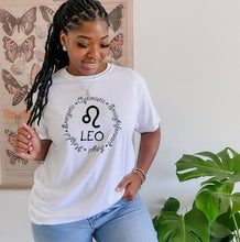 Load image into Gallery viewer, Leo Zodiac Sign tshirt. Zodiac tshirt. Horoscope tshirt.