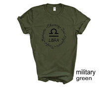 Load image into Gallery viewer, Libra Zodiac Sign tshirt. Libra personality tshirt. Zodiac tshirt. Horoscope.