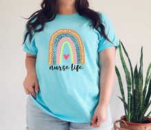 Load image into Gallery viewer, Nurse Life Rainbow tshirt, Nurse's shirt, Health care workers t-shirt,