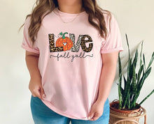 Load image into Gallery viewer, Love Fall y'all tshirt, Autumn shirt, Fall tshirt, Thanksgiving shirt,