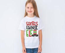 Load image into Gallery viewer, Santa's Favorite Elf tshirt, Christmas shirt, Family Matching Christmas tshirts, Elf lover, Christmas gifts, Unisex, Adult and youth sizes
