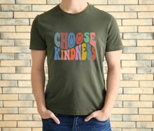 Load image into Gallery viewer, Choose Kindness Retro tshirt, Be kind, Kindness t shirt, Retro lettering, Positive Vibes tshirt