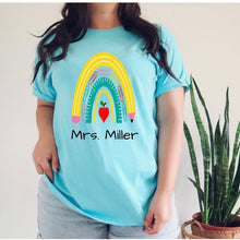 Load image into Gallery viewer, Personalized Teacher tshirt, Teacher Rainbow shirt, Paperclips, School Life, Teacher Life, Teacher gifts, Unisex tshirts