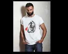 Load image into Gallery viewer, Dragon Unisex tshirt, Dragons, Gothic, Dragon lovers gifts, Dragon spitting fire, Dragon fans, Adult and youth sizes