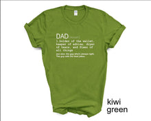 Load image into Gallery viewer, Dad Definition tshirt, Father&#39;s Day tshirt, Dad Dictionary Definition, Dad, Día de Los Padres
