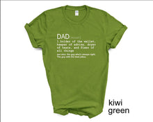 Load image into Gallery viewer, Dad Definition tshirt, Father's Day tshirt, Dad Dictionary Definition, Dad, Día de Los Padres