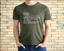 Load image into Gallery viewer, Dad Definition tshirt, Father's Day tshirt, Dad Dictionary Definition, Dad, Día de Los Padres
