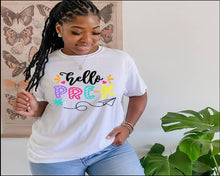 Load image into Gallery viewer, Hello Pre-K tshirt, Back to School tshirt, Teacher's tshirt, Pre K tshirt, Back to School tshirt,