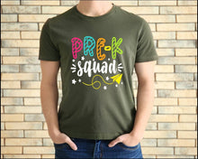 Load image into Gallery viewer, Pre K Squad tshirt, Teacher's tshirts, Teacher's Gifts, Back to School tshirts, Preschool tshirts,