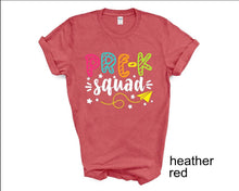 Load image into Gallery viewer, Pre K Squad tshirt, Teacher's tshirts, Teacher's Gifts, Back to School tshirts, Preschool tshirts,