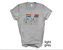 Load image into Gallery viewer, Pride Flag tshirt, Gay Pride shirt, Pride tshirt, Love is Love, Gay Pride Parade, Pride adult and kids tshirts, June is Pride Month