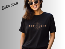 Load image into Gallery viewer, Celestial T-Shirt | Sun Moon Stars Shirt | Boho Celestial Tee | Mystical Graphic Shirt | Astrology Inspired Tee | Cosmic Gift

