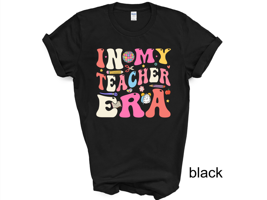 In My Teacher Era Shirt, Retro Teacher Era T-Shirt, Back To School, Floral Cute Groovy New Teacher Gift, Teacher Appreciation, Teacher Tee