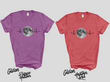 Load image into Gallery viewer, Moon Heartbeat Shirt, Celestial Heartbeat T-Shirt, Moon Lover Tee, Cosmic Graphic Shirt, Astronomy Shirt, Boho Moon Tee, Spiritual Aesthetic Shirt
