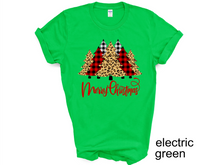 Load image into Gallery viewer, Christmas Tree T-shirt, Leopard Christmas Tree T-shirt,Cheetah Trees T-shirt, Buffalo Plaid T-shirt
