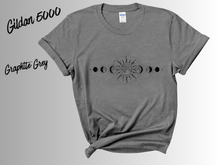 Load image into Gallery viewer, Celestial T-Shirt | Sun Moon Stars Shirt | Boho Celestial Tee | Mystical Graphic Shirt | Astrology Inspired Tee | Cosmic Gift
