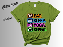 Load image into Gallery viewer, Eat Sleep Yoga Repeat T-Shirt | Yoga Lover Shirt | Funny Yoga Tee | Yogi Gift | Yoga Instructor Shirt | Fitness Workout Tee
