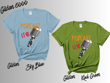 Load image into Gallery viewer, Podcast Live T-Shirt, Podcast Host Shirt, Retro Microphone Tee, Podcaster Gift, Podcast Lover Shirt, Live Podcast Graphic Tee, Unisex
