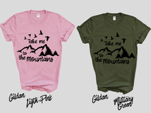 Load image into Gallery viewer, Take Me to the Mountains Shirt | Mountain Lover Tee | Hiking Adventure Shirt | Nature Lover Gift | Outdoors Graphic Tee | Camping Travel Shirt
