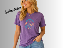 Load image into Gallery viewer, Sunshine and Surf Goose Shirt | Funny Beach Goose Tee | Summer Vacation Shirt | Coastal Goose Graphic Tee | Cute Surfing Bird Shirt | Beach Lover Gift
