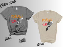 Load image into Gallery viewer, Podcast Live T-Shirt, Podcast Host Shirt, Retro Microphone Tee, Podcaster Gift, Podcast Lover Shirt, Live Podcast Graphic Tee, Unisex
