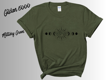 Load image into Gallery viewer, Celestial T-Shirt | Sun Moon Stars Shirt | Boho Celestial Tee | Mystical Graphic Shirt | Astrology Inspired Tee | Cosmic Gift
