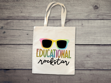 Load image into Gallery viewer, Educational Rock Star Tote. Earth Day Tote, Nature Lover&#39;s Tote, Hiking, Love Life, Recycle, Less Plastic
