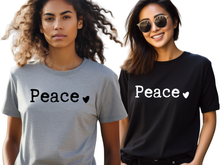 Load image into Gallery viewer, Peace Shirt, Peace Sign T-Shirt, Retro Peace Tee, Hippie Style Shirt, Positive Vibes Shirt, Graphic Peace Tee, Boho Aesthetic Shirt
