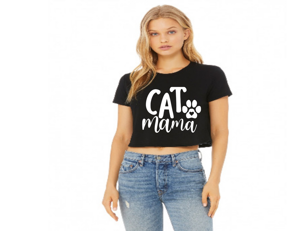 Cat Mama Shirt, Bella + Canvas Women's Flowy Cropped T-Shirt (Copy)