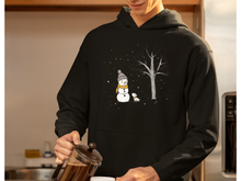 Load image into Gallery viewer, Christmas Snowman Hooded Sweatshirt | Snowman | Funny Snowman | Melting Snowman | Nature Lover | Novelty Apparel | Unisex Hoodie
