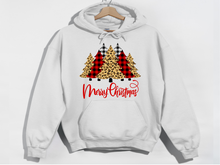 Load image into Gallery viewer, Christmas Tree Hooded Sweatshirt | Leopard Christmas Tree Hooded Sweatshirt| Cheetah Trees Hooded Sweatshirt | Buffalo Plaid
