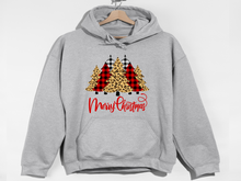 Load image into Gallery viewer, Christmas Tree Hooded Sweatshirt | Leopard Christmas Tree Hooded Sweatshirt| Cheetah Trees Hooded Sweatshirt | Buffalo Plaid
