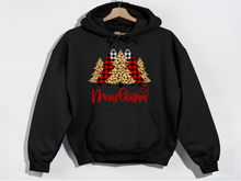 Load image into Gallery viewer, Christmas Tree Hooded Sweatshirt | Leopard Christmas Tree Hooded Sweatshirt| Cheetah Trees Hooded Sweatshirt | Buffalo Plaid
