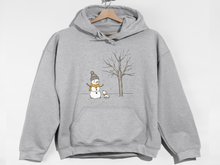 Load image into Gallery viewer, Christmas Snowman Hooded Sweatshirt | Snowman | Funny Snowman | Melting Snowman | Nature Lover | Novelty Apparel | Unisex Hoodie
