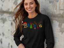 Load image into Gallery viewer, Believe Christmas Long-Sleeve T-Shirt, Santa Long-Sleeve T-Shirt gift, Christmas Long-Sleeve T-Shirt. tshirts.
