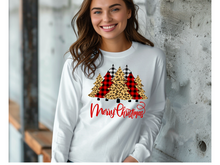 Load image into Gallery viewer, Christmas Tree  Long Sleeve Shirt, Leopard Christmas Tree  Long Sleeve Shirt, Cheetah Trees  Long Sleeve Shirt, Buffalo Plaid  Long Sleeve Shirt,
