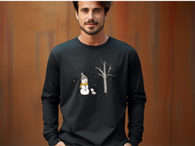 Load image into Gallery viewer, Christmas Snowman Long Sleeve Shirt, Snowman Shirt, Christmas T Shirt, Winter Time Shirt, Christmas Raglan Winter Snowman Shirt Merry Christmas
