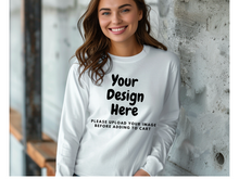 Load image into Gallery viewer, Custom Long-Sleeve T-Shirt, Family trip, Business.  Just upload your image.
