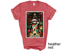 Load image into Gallery viewer, Christmas Tree Killer Funny T-shirt, Tarot Card T-shirt, Sarcastic Cat Sarcastic Holiday T-shirt
