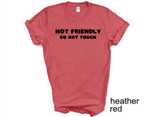 Load image into Gallery viewer, Not Friendly Do Not Touch T-shirt. Adult humor tshirt. Funny tshirt
