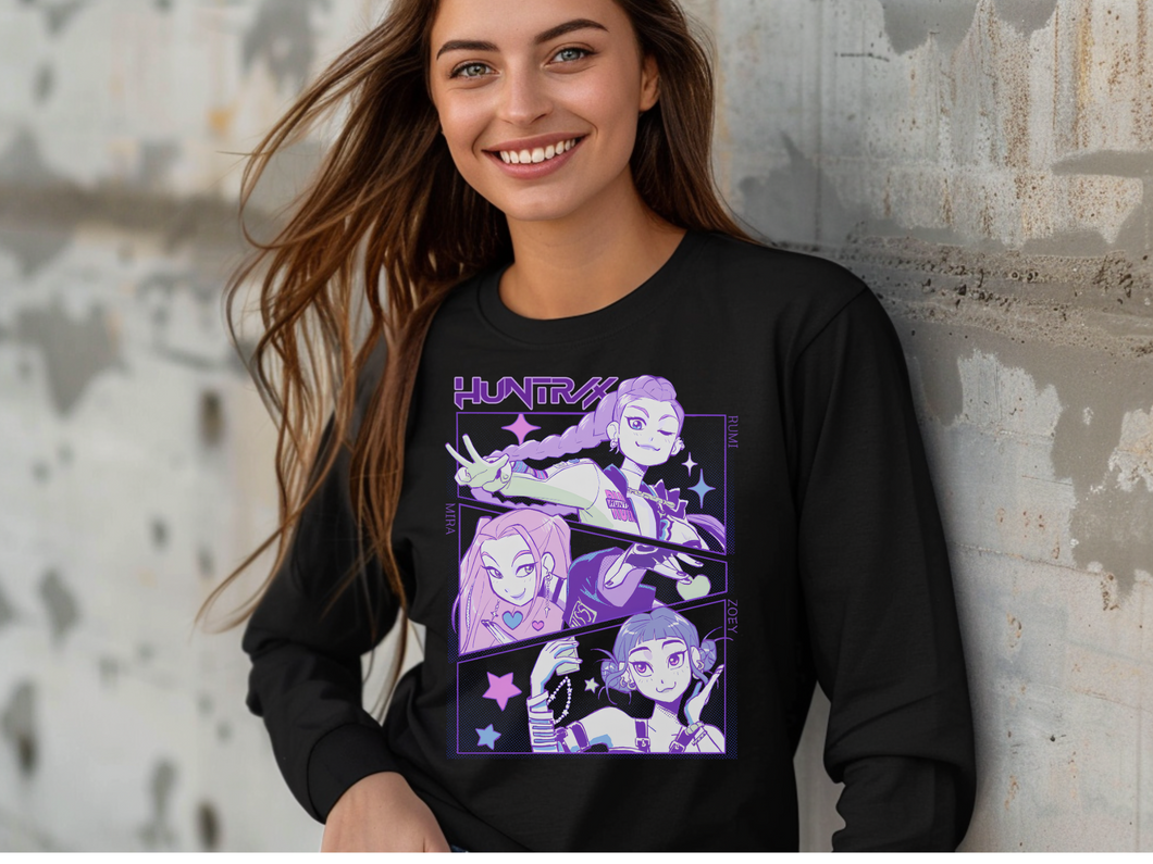 Kpop Demon Hunters Long Sleeve Shirt Gift For Woman, Jinu Manga Long Sleeve Shirt, Kpop Huntrix Pin,Demon Hunter Merch, Saja Girls Fan Poster, Kpop Long Sleeve Shirt