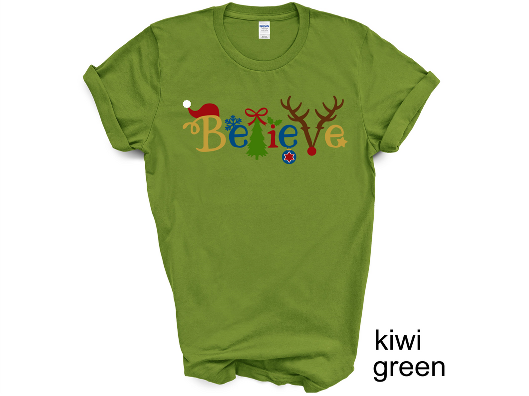 Believe Christmas tshirt, Santa t shirt, Christmas tshirts, Family tshirts.