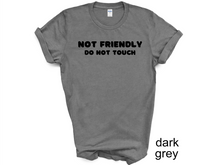 Load image into Gallery viewer, Not Friendly Do Not Touch T-shirt. Adult humor tshirt. Funny tshirt
