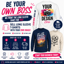 Load image into Gallery viewer, Launch Your Long-Sleeve T-Shirt Business in 2025! Be your own boss and start selling online — it’s simple and profitable. See our description for more information. Long Sleeve Shirt samples available
