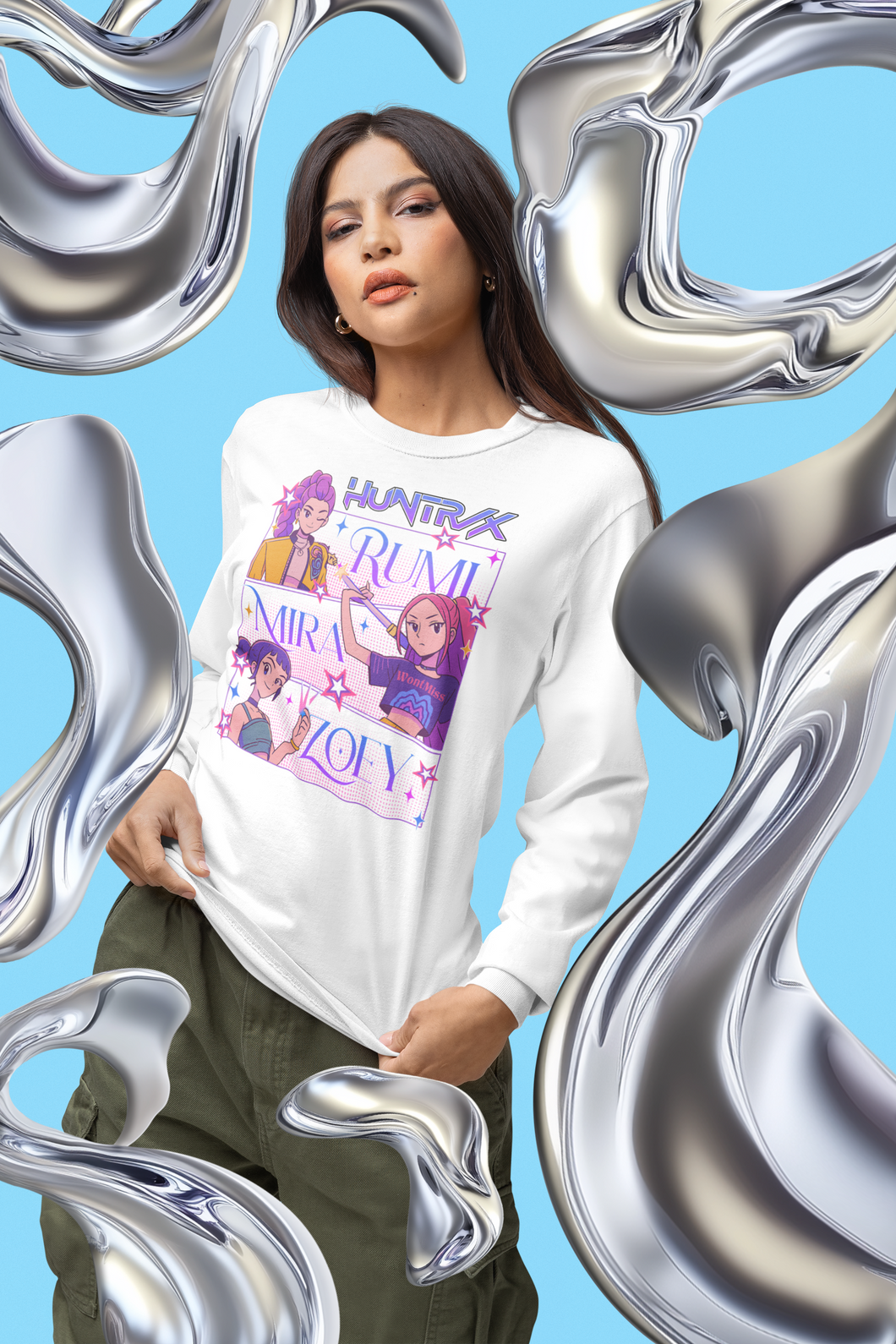 Kpop Demon Hunters Girls Long Sleeve Shirt, Kpop Demon Hunter Merch Pin, Jinu tee, Kpop Huntrix Merch, Saja Mira, Kpop Style, Hunters Tiger